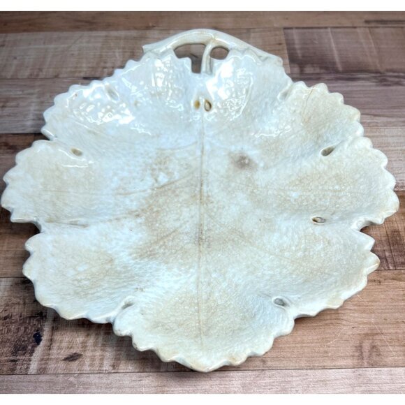 RARE Antique Laughlin Bros Premium Stone China 1870s Grape Leaf Plate Eagle Lion - Picture 1 of 4